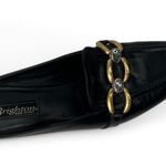 Brighton New  7 Kitten Heel Loafer Chain Detail Mule Slip On Pointed Square Toe Photo 3