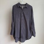 Free People  shirt women's size XS love,‎ her madly, gauze, oversized shirt, blue Photo 1
