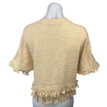 ZARA Cream Beige Tweed Knit Fringe Crewneck Short Sleeve Sweater Top Size XS Photo 6