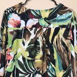 Chico's Chico’s Women’s Floral Leaf Tropical Print Wide Baggy Sleeve Hi-Low Tie Blouse Photo 6