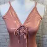 PacSun LA Hearts Metallic Pink Lace Front Bodysuit Photo 1