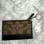 Coach Signature Brown Card Holder Coin Purse Key Ring Photo 1