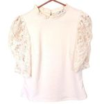 BlaShe Size Large L Cream Pink Lace 3/4 Sleeve Preppy Cute Chic Frilly Darling Photo 0
