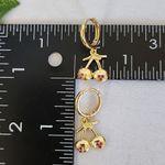 Gold Cherry Dangle Huggie Hoop Earrings Photo 6