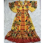 Farm Rio  x Anthropologie Dress Printed V-Neck Ruffle-Hem Maxi S NWT New Photo 4