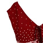 Free People  Babylon River Top Womens XS Red Polka Dot Smocked Peplum Boho Hippie Photo 3
