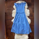 Sea New York Pascala Print Floral Smocked Tiered Midi Dress size 8 White Photo 1