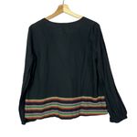 Lou & grey Black Rainbow Stripe Peplum Hem Long Sleeve Blouse S Photo 1