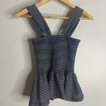 Madewell  texture‎ and thread top Smocked Peplum Stripe Tank Top Xs CP5056 Photo 3