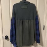 POL P.O.L. French Terry Oversized Shacket in vintage moss/blue plaid flannel western Photo 13