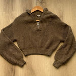 Garage  Cropped Brown Ribbed Women's Sweater Photo 0