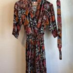 D' Lim Vintage Abstract Pink Floral Long Sleeve Dress with Belt Pockets Size XS Photo 14