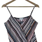 Allison Joy  Surplice Top Womens M Pink Black Striped Boho Y2K Retro Coastal Photo 1