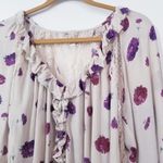 Free People Intimately  Floral Print Ruffle Lace Bodysuit Blouse Long Sleeves Photo 7