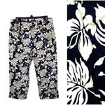 CHAPS Black & White Floral Cropped Ankle Pants Size 10 Photo 1