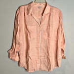 Joie  peach linen button down top Photo 0