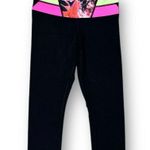 Lululemon 6 Black Wunder Under Crop Leggings Secret Garden Floral Waistband Yoga Photo 8