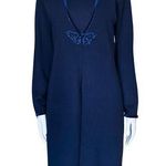 Vintage 80s 90s Blue Butterfly Beaded Sweater Dress Cardigan XS/S Grandmacore Photo 0