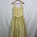 VTG 90s Jessica McClintock Gunne Sax Prom Ball Gown Yellow Satin Corset Size 8 Photo 2