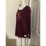 Talbots  Womens Burgundy Long Sleeve Equestrian Club Graphic T Shirt Size M Photo 2