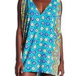 Trina Turk Blue Print Short Sleeve Tunic Swimsuit Coverup Top M Photo 0