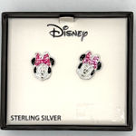 Disney NEW-Sterling Silver Crystal Minnie Mouse Stud Earrings Photo 0