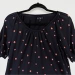 Loft  Strawberry Print Shirred Puff Sleeve Scoop Neck Top Size S Photo 1