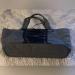 Victoria's Secret Dark Grey Denim Lace Corset Pink satin handbag purse tote bag Gray Photo 5
