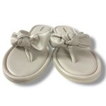 Free People Size 11 Brynn Bow Sandals Grey Nude Flip Flops Thongs Neutral Italy Photo 6