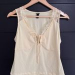 Wild Fable Cottage Core Yellow Lace Trim Keyhole Tie Flowy Women’s Tank Top Sz S NWOT Photo 0