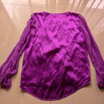  Silk Blouse Sheer Long SleevePurple Silk Blouse Marciano Long Sleeve Photo 7