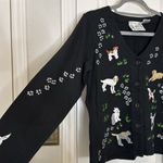 Michael Simon dog embroidered button down cotton cardigan Black Photo 6