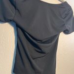 Ambiance Blue Fitted Ruched Blouse Short Sleeve T Shirt SZ S Petite Tight Y2K Photo 5