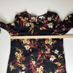 J Jill Floral Bird Cardinal Blouse Medium Artsy Rayon Lightweight Boho Flowy Black Photo 11