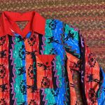VTG OZARK MOUNTAIN WESTERN COWBOY TRIBAL PRINT BUTTON UP SHIRT Black Photo 1