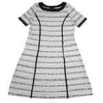 Ming Wang NWT Fringe Trim Soft Knit in Black White Dress M Photo 1