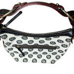 Dooney & Bourke Vtg Monogram Shoulder Bag Purse Ivory Black Leather Trim 10.5x15 Photo 6