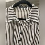 Foreign Exchange FE Sheer White & Black Vertical Stripe Crop Tank Top Blouse - M Photo 3