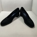 Selby Black Suede Pumps Block Heel Women's 9.5 Narrow 3A Slip On Almond Toe Photo 1