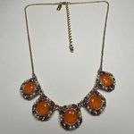 Kate Spade Orange Rhinestone Faux Pearl Gold Tone Necklace Bella Fleur Photo 0
