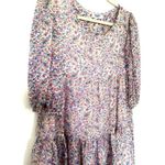BB Dakota Steve Madden Free Spirit Floral Shift Dress Loose Fit Puff Sleeves S Black Photo 4