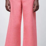 ZARA Pants Cropped Fit Tweed Textured Wide Leg Trousers Pink Size Small Photo 0