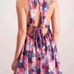 Free People Size MED Purple Tropical Daydream Mini Dress Feather Peacock Print Photo 1