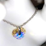 Swarovski Crystal AB Heart Pendant on Silver Chain Necklace Photo 4