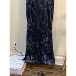 XScape  Women Blue Sequined Ball Gown 4507 Size 6 Floral Trumpet Mother Of Bride Photo 5