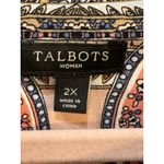 Talbots  Size 2X Long Sleeve Paisley Satin Button Up Pastel Blouse Classy‎ Shirt Photo 4