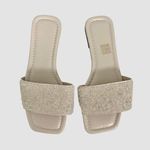 Cream Nude Glam Sparkle Rhinestone Embellished Slide Sandals EU 39 / US 8.5 Gold Photo 0