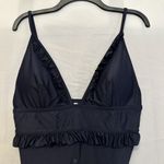 J.Crew  Ruffle One-Piece Swimsuit Bathing Suit Navy Blue Removable Pads Size 12‎ Photo 1