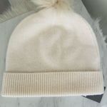 Nordstrom Faux Fur Cashmere Pompom Beanie, Pink, 100% Ivory Cream, NWT Photo 6