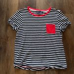 Tommy Hilfiger  Navy & White Striped Tee with Red Accents Photo 0